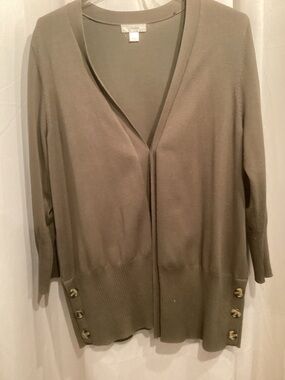 Women's Open Front Sweater in Olive Green